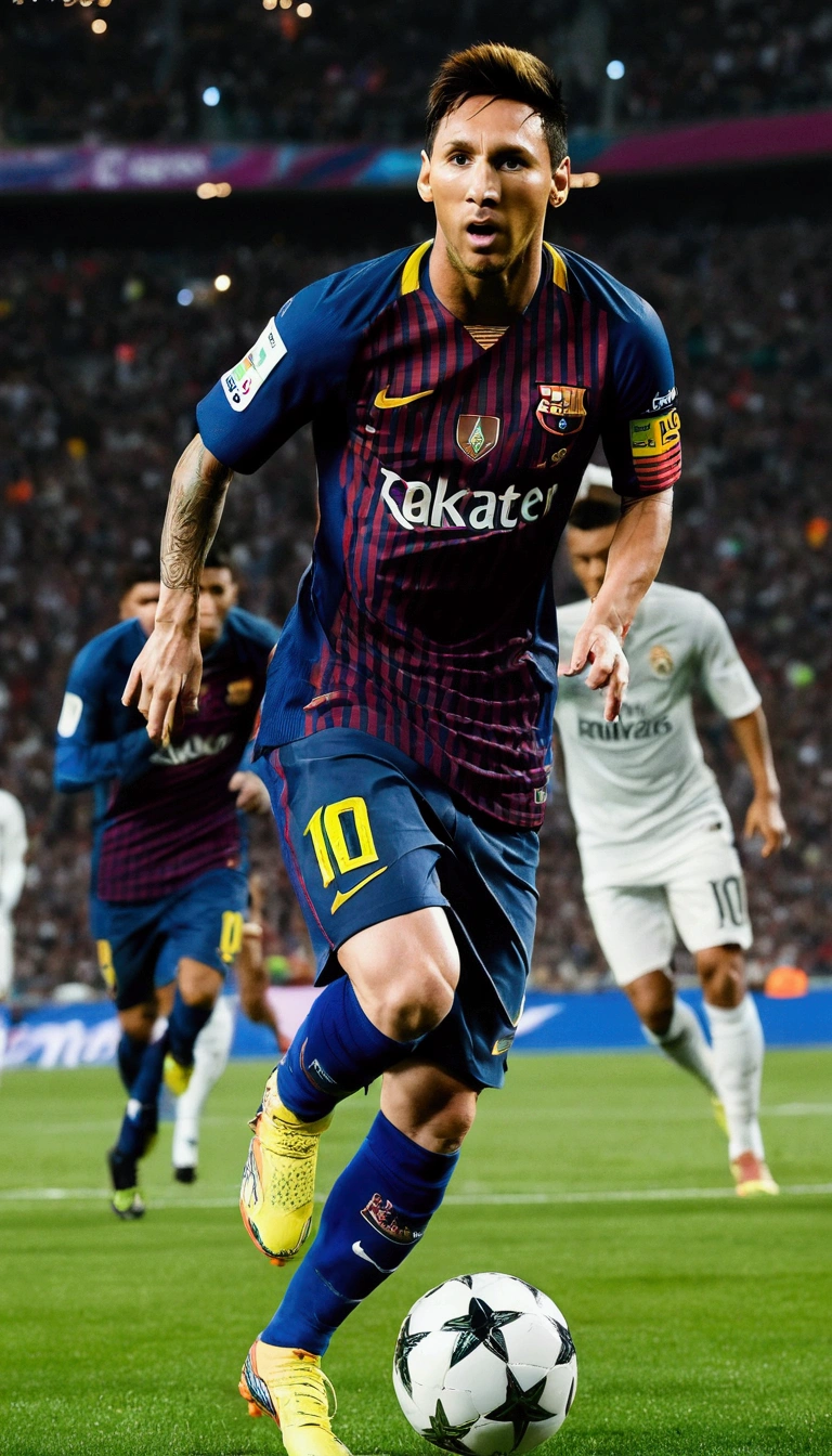 Lionel Messi , Neymar Jr , Cristiano Ronaldo , anime style , football player , (( Image without abnormalities )) , Standard Scenario , best quality , best resolution , Masterpiece, black t-shirt