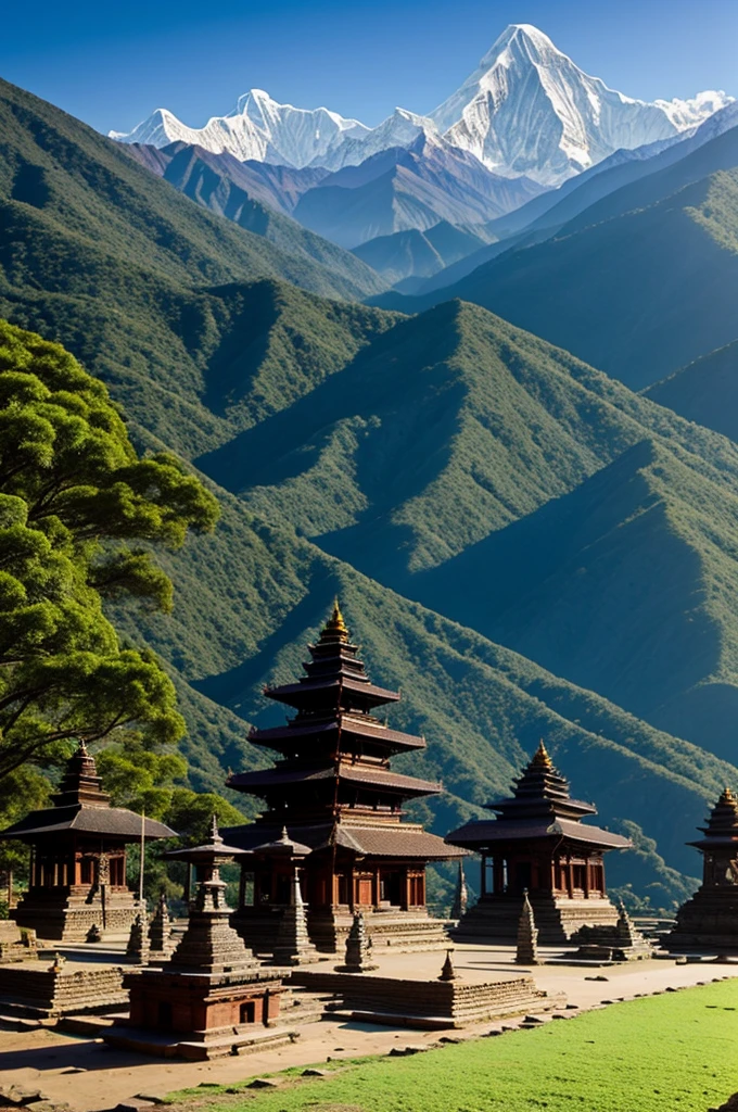 Nepal historical temples and mountains along with opera house