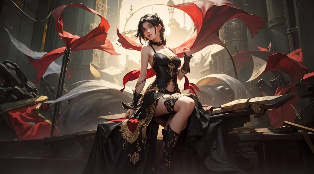 1girl, black hair, green eyes, high quality, ultra detailed, masterpiece, realistic,clothes