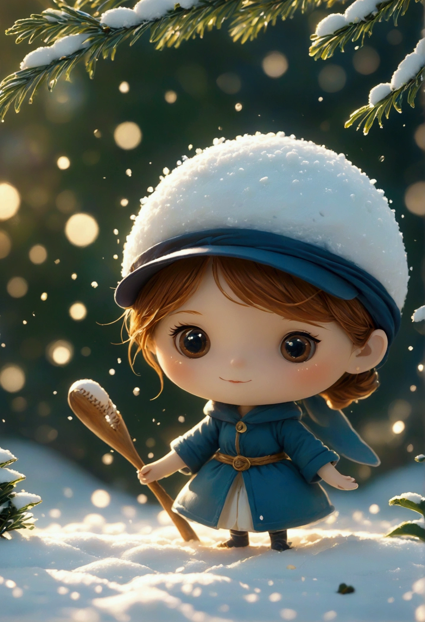 baseball player in the snow,snow,(((Romantic atmosphere)))(((fairy tale elements)))(((masterpiece))), ((best quality))
