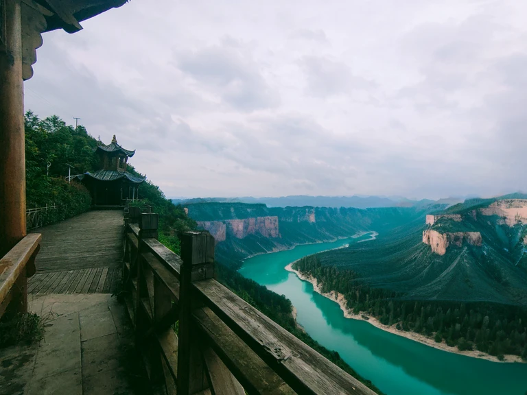 Canyon and turquoise lake