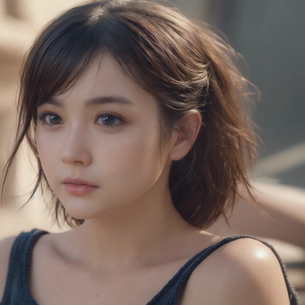 ((Real))、(detailed)、(Masterpiece)、(Highest quality)、RAW、canon r6、(()(Hyperrealistic)))、4K quality、Super 8K、Real、Skin Texture、Smooth、Wide Shot、sharp、Dramatic light、Shadow、 (Highest quality:1) 、 (masterpiece:1)、 (((超detailed:1)))、 ((((One girl)))、 ((((solo)))、( ((soloガール)))、TLOU_EW、(((Photorealism)))、(((Perfect beautiful face)))、明るくRealな目