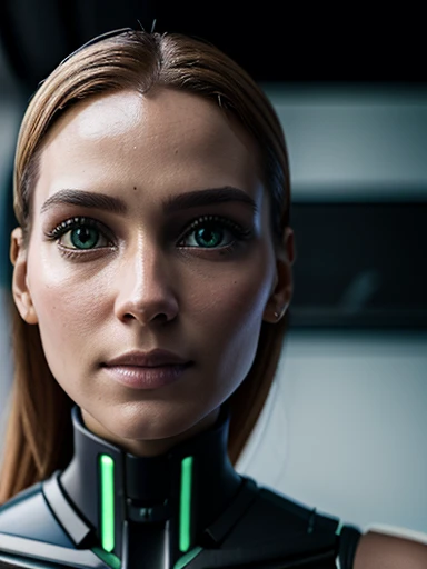 humanoid, female android, in the living room, up close, photo style
