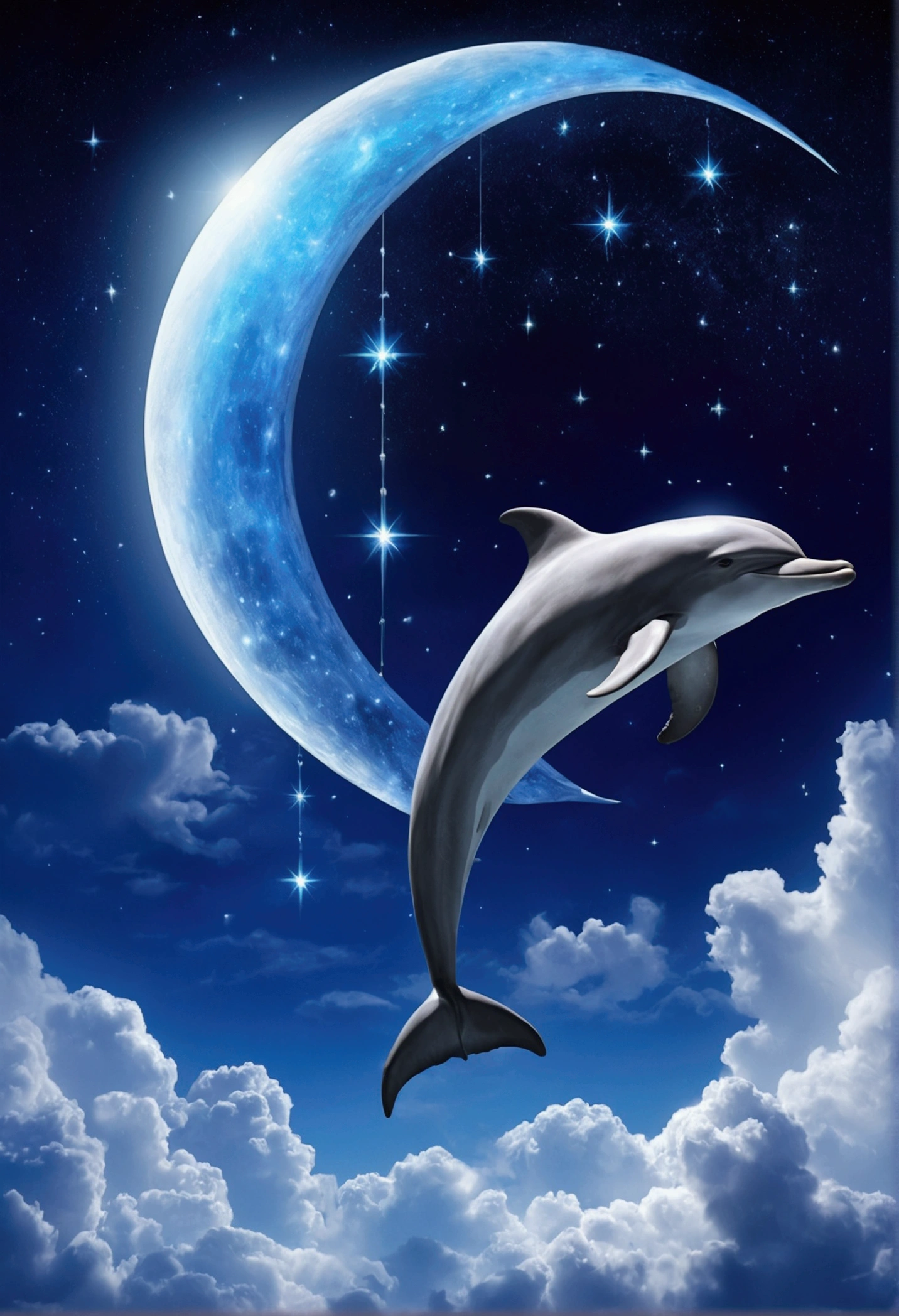 dolphin, crescent moonligh, moonligh, nube, null, Star (null), there are no humans, natta, scenario, Star (symbol),  null, natta null 