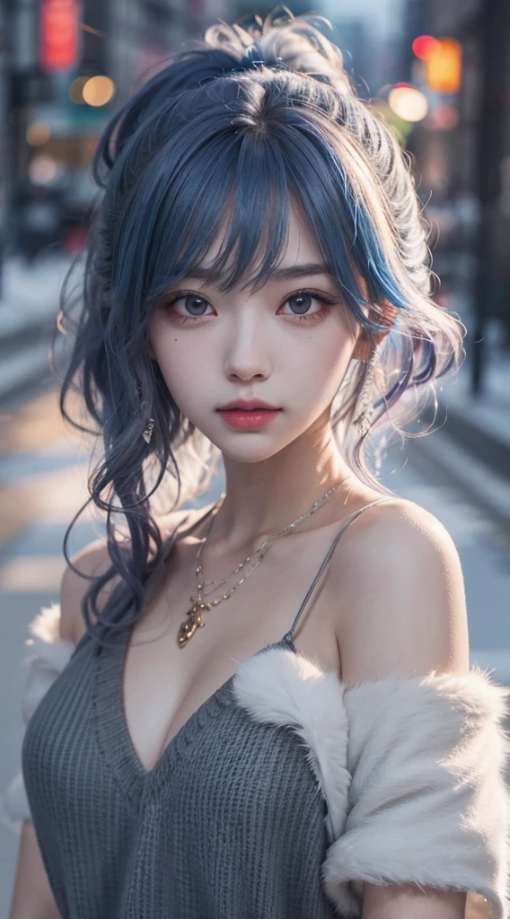 Anime girl with long hair and blue eyes in winter scene, Guvitz-style artwork, Guvitz, Beautiful anime portrait, Stunning anime face portraits, Anime style 4K, 详细的Digital Animation Art, Detailed portrait of anime girl, guweiz on artstation pixiv, Digital Animation Art, Guweiz in Pixiv ArtStation