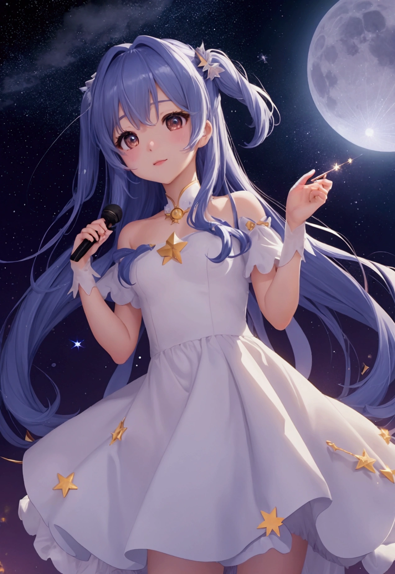 One Night、Luna found a special star shining。The star is brighter than the other stars.、It was like he was talking to her.。