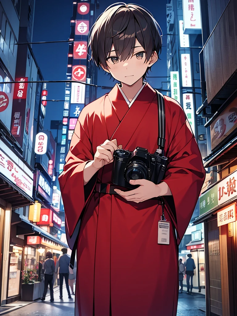 Real Japan、Downtown at night、A suspicious looking young man、28 years old、Have a professional camera