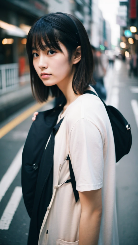 Natural image quality,Standing facing forward, (((looking at the camera))),１People Girls,Japanese,20-year-old,Beauty,sad,anxiety,anger,despair,disappointment,Puzzled