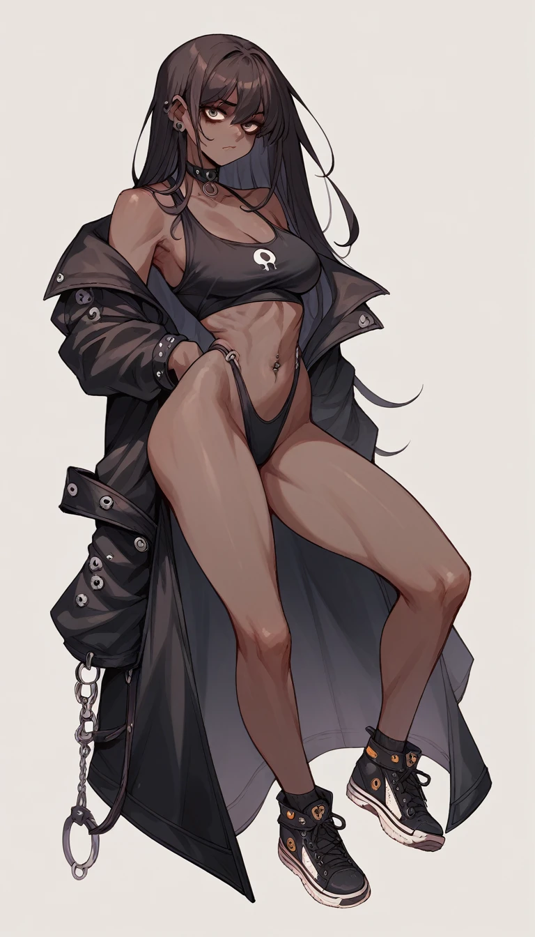 Goth Noir (nod) wearing a black swimsuit sexy full body black skin