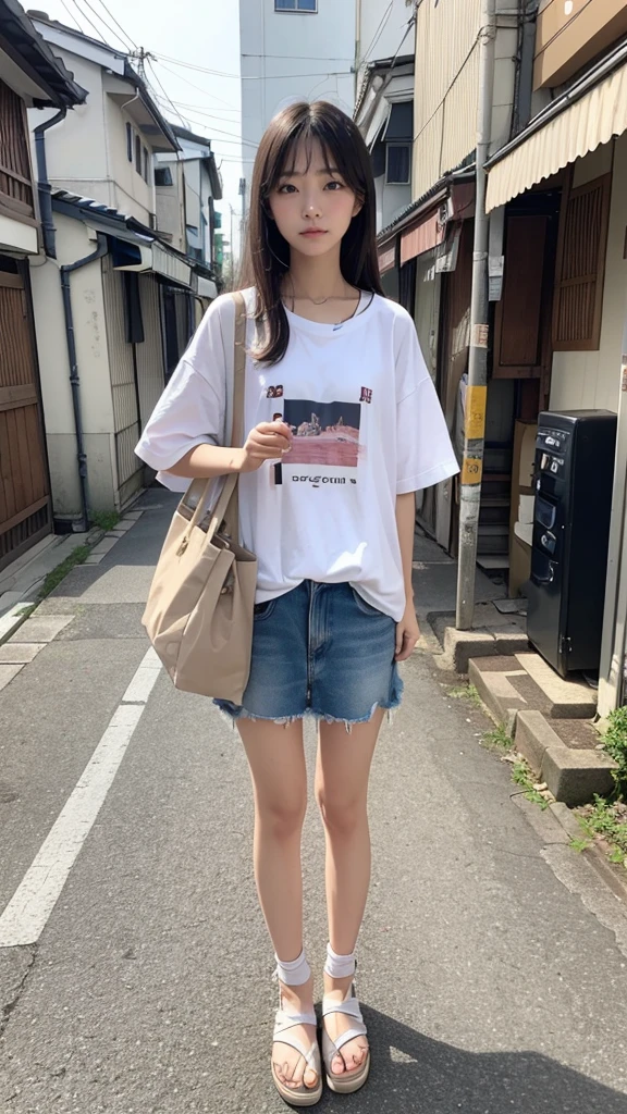 Natural image quality,Standing facing forward, (((looking at the camera))),1People Girls,Japanese,20-year-old,Beauty,sad,anxiety,anger,despair,disappointment,Puzzled,Summer clothes