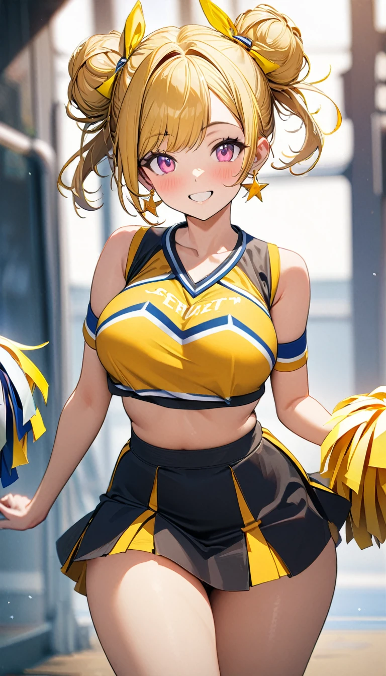 (masterpiece:1.5),(Beat quality),(high res),1girl solo,smile,cheerleader costume women