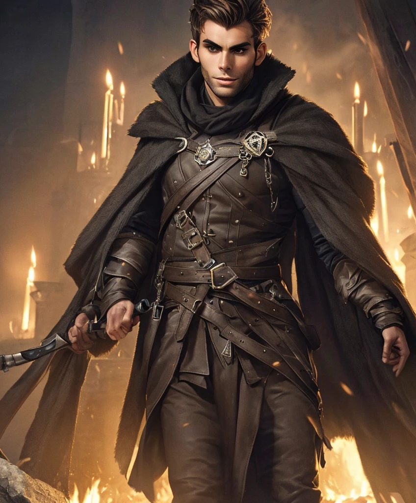 (((Single character image.))) (((1boy))) (((Dressed in medieval fantasy attire.)))  (((Generate a darkly handsome male character for a fantasy setting.))) (((Appears to be 20 years old with youthful looks.))) (((Looks like the ideal vision of a sexy, handsome rugged male.))) Design a handsome, attractive male adventurer for a fantasy setting.  He has strong features and shoulder length blond hair. (((The background to the image is dark and eerie..)))  (((Looks like Jon Kortajarena.))) best quality:1.0,hyperealistic:1.0,photorealistic:1.0,madly detailed CG unity 8k wallpaper:1.0,masterpiece:1.3,madly detailed photo:1.2, hyper-realistic lifelike texture:1.4, picture-perfect:1.0,8k, HQ,best quality:1.0, 