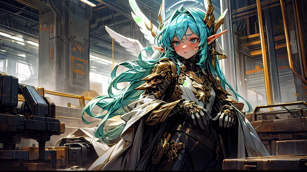 Humanoid Angel Girl, Exquisite detail, Machine Elf, I can see your shoulders, sf