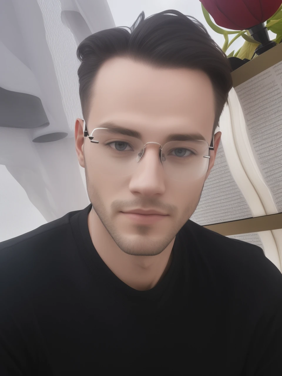 Un homme noir clair avec ses lunettes blanche transparente qui présente son journal