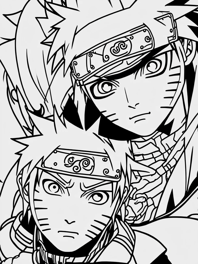 Naruto face shippuden only black outline no colour