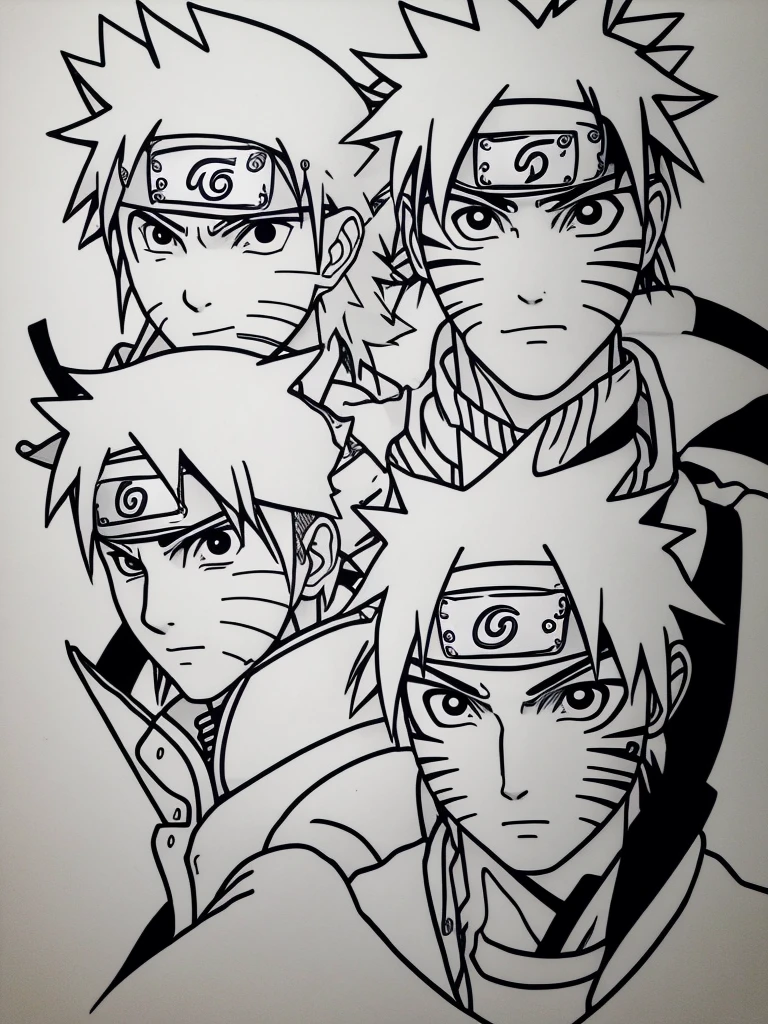 Naruto face shippuden only black outline no colour 