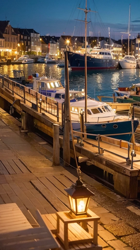 Nateau de peche en mer rentre le soir au port. Quelques mouettes suivent le bateau