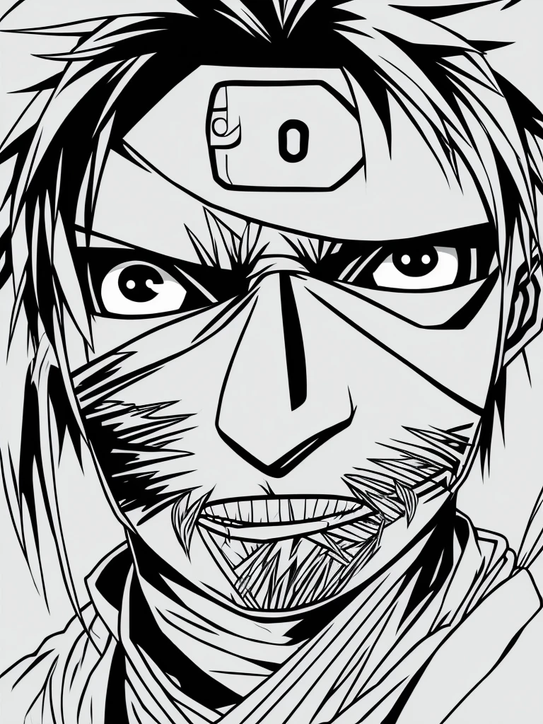 a drawing of a guy with a skull and a knife, cool shading, madara uchiha, anime shading),Naruto art style, high quality sketch art, from naruto,anime shading, cell shaded art, perfect line art,