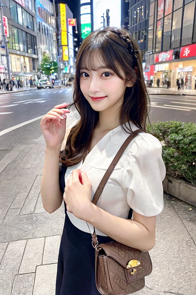 (8K壁紙),(8K),(Highest quality)、(Ultra-high resolution)、(RAW Photos、Cinema Lighting、high resolution、masterpiece),Professional photos,(Realistic, Photorealism),(high resolutionCG統合8K壁紙, Physically Based Rendering),Photorealistic,Beautiful perfectly detailed face,Beautiful perfectly detailed eyes,Beautiful perfectly detailed nose,Beautiful perfectly detailed mouth,Beautifully and perfectly detailed hand,Perfectly detailed fingertips,Beautiful detailed feet,Japanese , 18 year old Japanese girl,Outdoor,Beautiful beautiful thighs, Beautiful detailed hairstyle,Cute Japanese Idols,Perfect Face,Super detailed face,Attention to detail,double eyelid,summer,Cafe Terrace,Tokyo,Shibuya,Angle from the front,A happy smile,Standing posture,Slim figure,Holding a cell phone on the sidewalk,Holding a Louis Vuitton bag,(Random color dresses),town,street,looking at the camera,I can see your thighs,No makeup,ponytail,