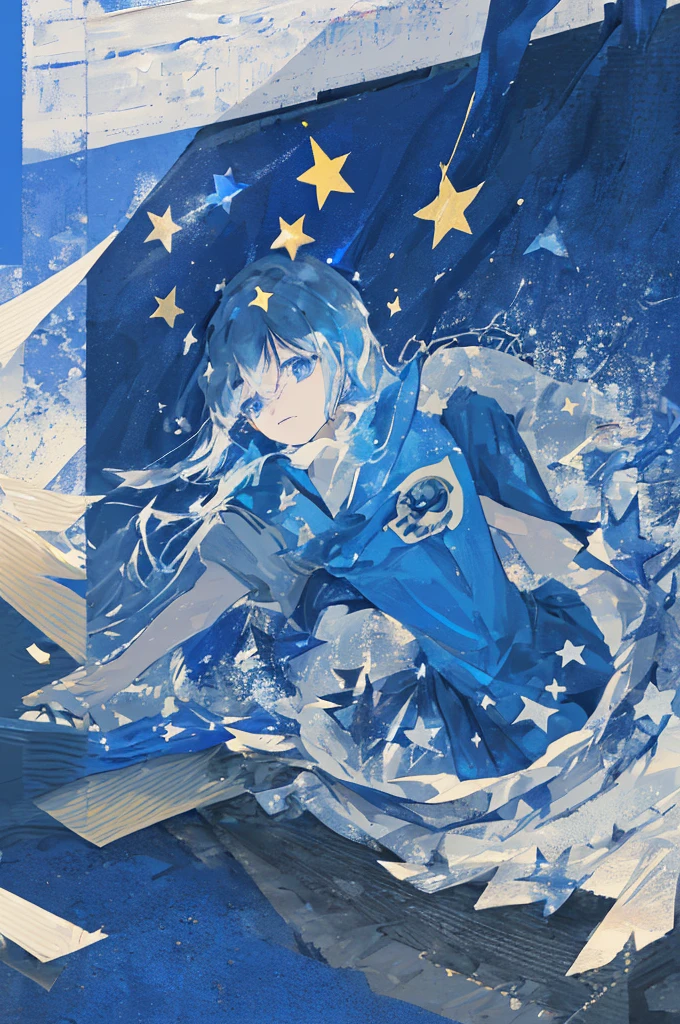 A flag,Blue undertone,There are ten stars on it