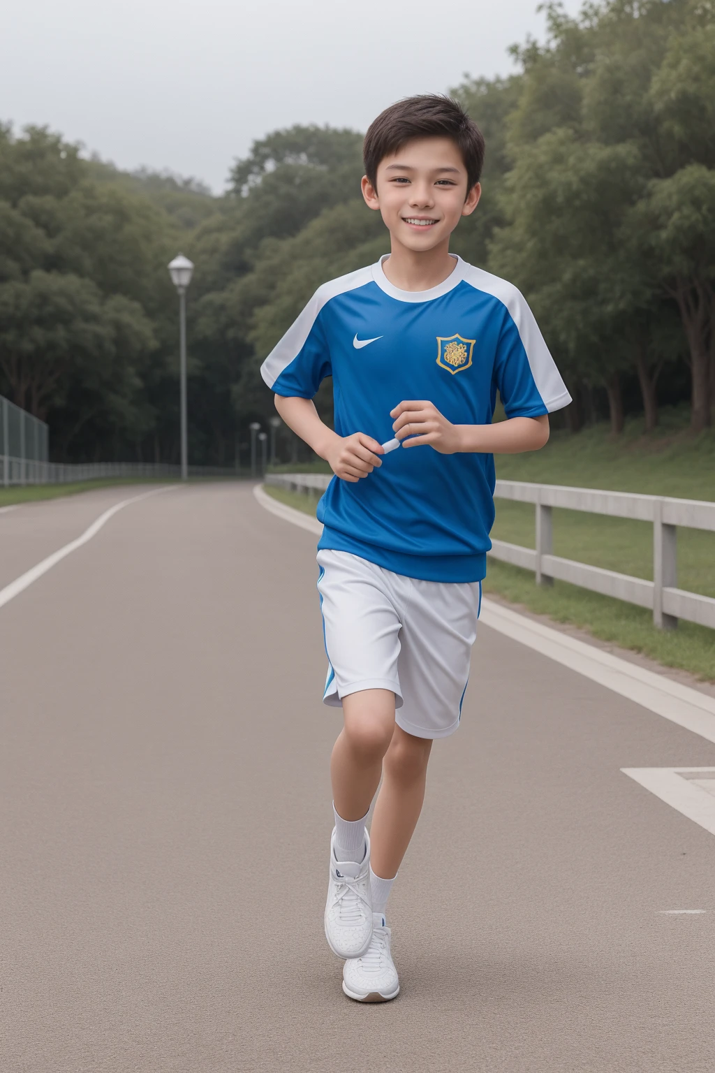 -yeld bomile,Spread your white and slender legs,jogging,full body,8K五官精致,Handsome boyish feeling,8K,masterpiece,((best quality)),photography,photograph
