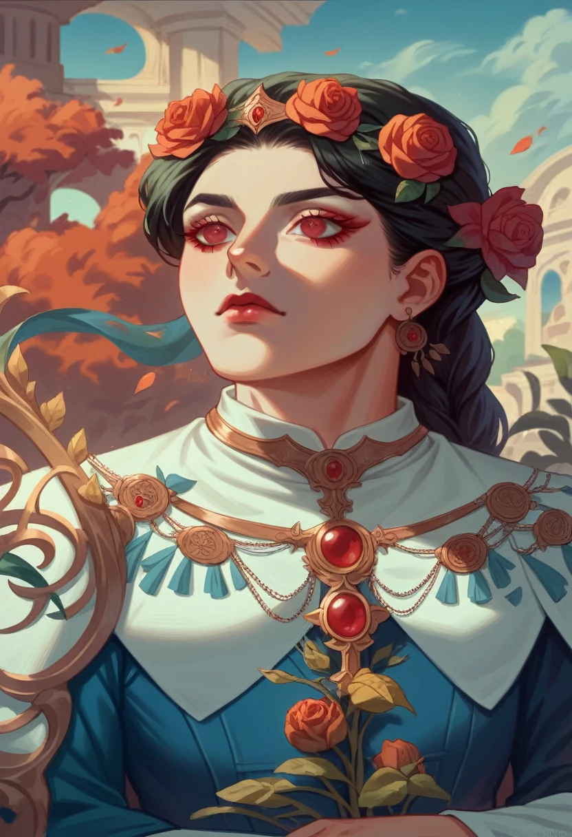 Aarav woman in blue dress I have flowers in my hair., Alphonse Muya and Rossdraws, Artwork in the style of gouache, palace , girl in hanfu, Alice X. Faded, Fantasy behavior, Surreal Art Nouveau, Inspiration from Feng Huazhong, Autumn Empress, Inspiration from Yan Juncheng, Amazing digital illustrations