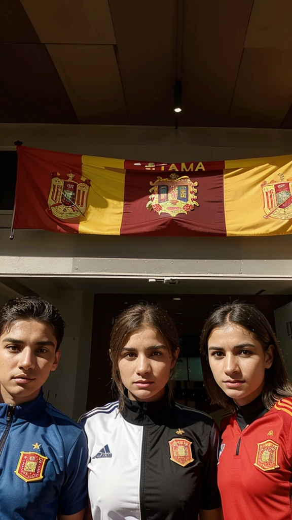 Army of the Spanish Thirds with the flag of the Spanish Thirds, against the england football team