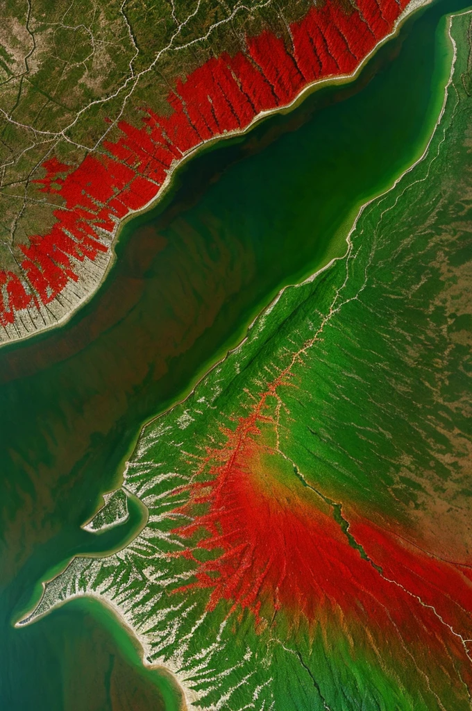 200000 year ago earth colour most areas red and green