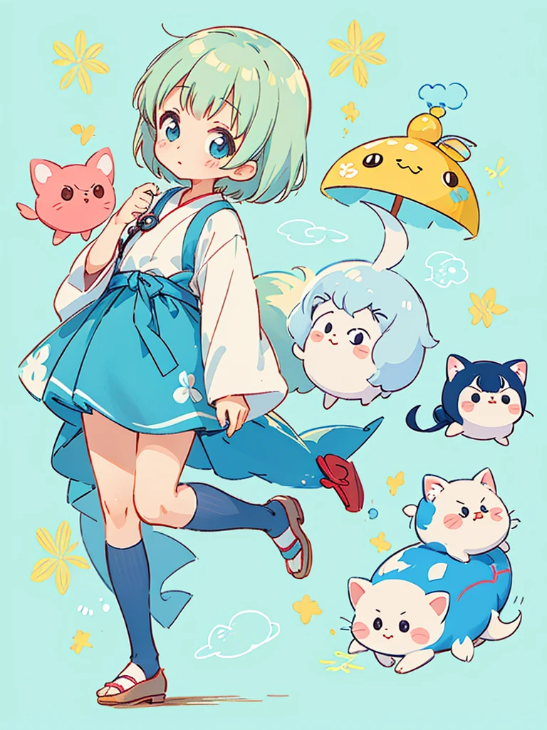 hayao miyazaki style, Kawaii Design, The most beautiful girl of all time、Chibi, (((レポートアナウンサー)))