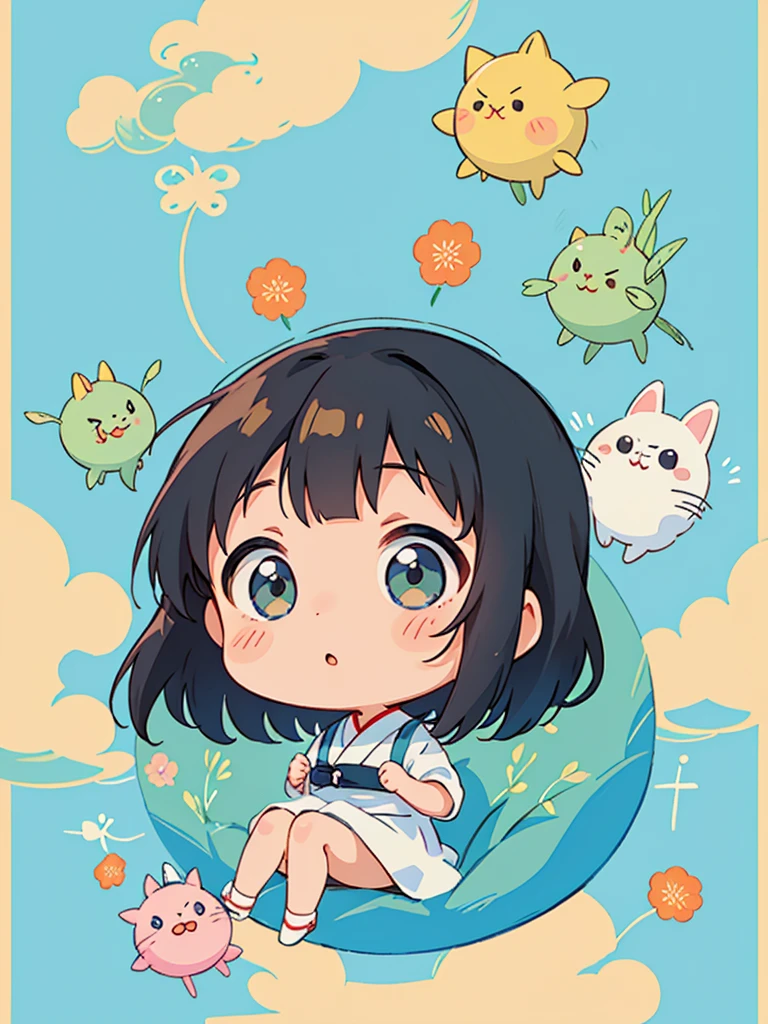 hayao miyazaki style, Kawaii Design, The most beautiful girl of all time、Chibi, (((レポートアナウンサー)))
