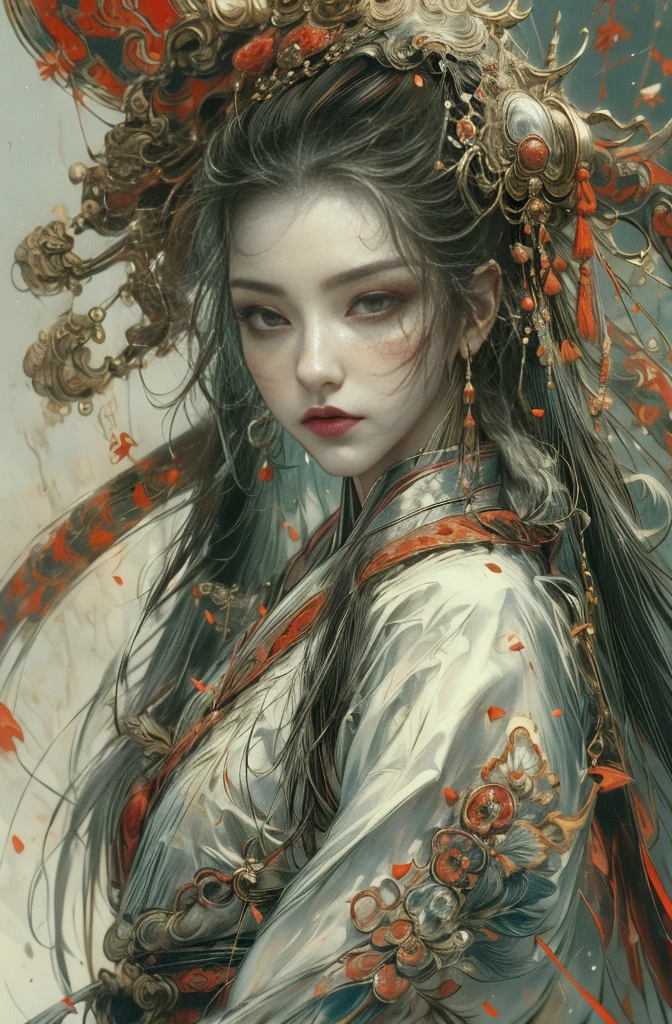 Beautiful demon painting, Demon woman with a sword, Beautiful woman holding a sword, A strong female warrior, female swordsman, Female Bodyguard, Beautiful black-haired demon, Beautiful red kimono, Assault stance, Female Yakuza, Stylish female samurai, Master Swordsman, Fighting Pose, Great impact, dynamic, Very sharp beauty, pretty much beautiful face, Sharp eyes with slit length, Very delicate and beautiful eyes, Captivating woman, Very stylish woman, Five fingered hand, Battle-crazed demon woman, Queen of Asura, Full Body Tattoo, wide, Rashomon, Jan J, Written by Ku Lei Lei, Detailed art of a female swordsman, By Fong Zhu, Li Song, Beautiful character drawings, by Li Zai, Chengwei Pan at Art Station, Inspired by Chung Fenghua, By Liang Kai, g lillian art style, Chen Yifei, Female painting, Vivid and colorful paintings, Gorgeous and luxurious, Gweitz masterpiece, Gweitz, artwork in the style of Gweitz, Gweitz on pixiv artstation, Japanese Goddess, Gweitz on artstation pixiv, Organic seductive, takato yamamoto aesthetic, tumbler, Chen Yifeiに影響を与えた作品, Works that influenced Francesco Hayes, Inspired by Hendrik Terbruggen, Jean＝Works that influenced Auguste Dominique Ingres, Works that influenced Liu Jun, Jean＝Works that influenced Auguste Dominique Ingres, artwork in the style of Switzerland, by Jan J, Switzerland, Beautiful Art UHD 4K, Detailed painting 4k, Beautiful digital art, Beautiful artwork illustration, Switzerland masterpiece, By Chen Yanjun, Lee Song, Highest quality, The perfect angle, Perfect composition, Best Shot, Official Art, Cinematic Light, Figurative art, Beautiful and expressive paintings, Beautiful artwork illustration, Extremely delicate and detailed painting style, Beautiful and subtle effects, Elegant and beautiful painting art, The pinnacle of painting beauty, Perfect light, Perfect composition, The perfect angle, Perfect subject, Best Shot, Female Solo, Sharp contours