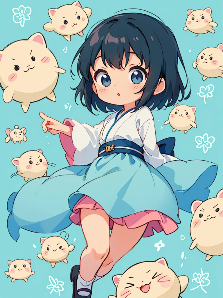 hayao miyazaki style, Kawaii Design, The most beautiful girl of all time、Chibi, (((レポートアナウンサー))), (((マイク)))