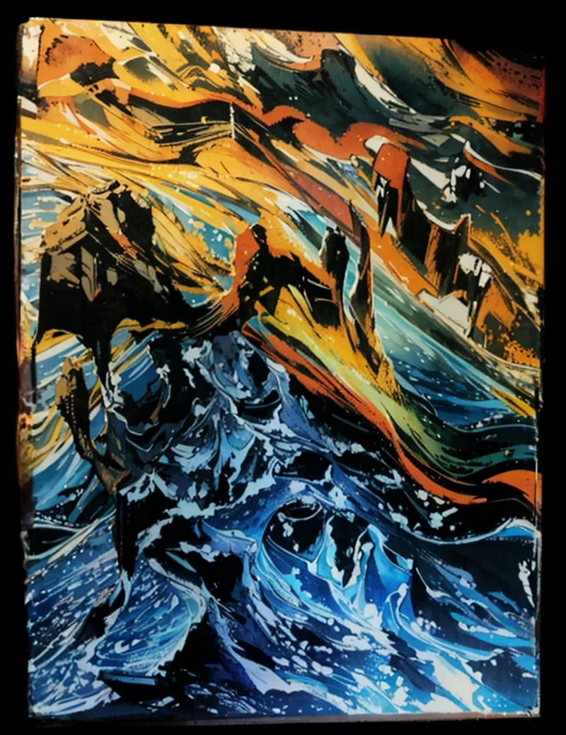 The picture is a martial arts animation style scenery。Earth, mountains and rivers,Beautiful sunset over distant mountains,The river sparkles,terrain changes,The colors are distinct and blended,Clear changes in light and shadow,Silky smooth and delicate watercolor painting