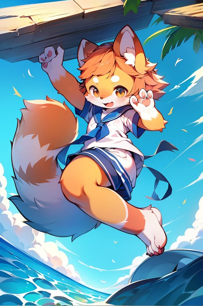 Jumping fox village keeper nudist、Severely torn clothes are scattered around、Unstable buoyancy sandstorm、Amazing dynamism、Amazing Angle、