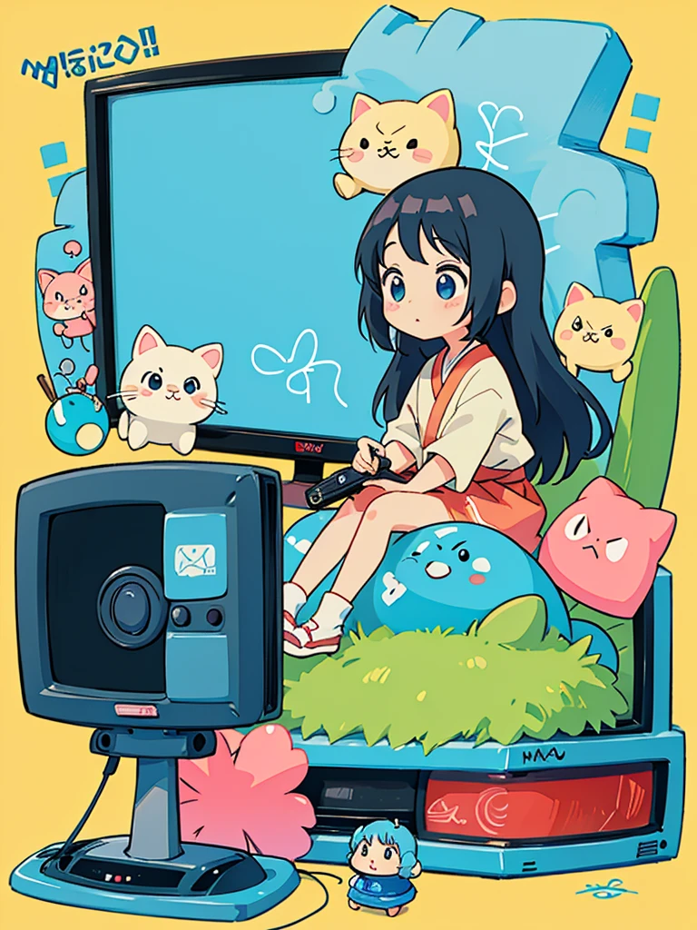 hayao miyazaki style, Kawaii Design, The most beautiful girl of all time、Chibi, (((ニュースレポーター))), (((TV))), (((マイクロフォン)))