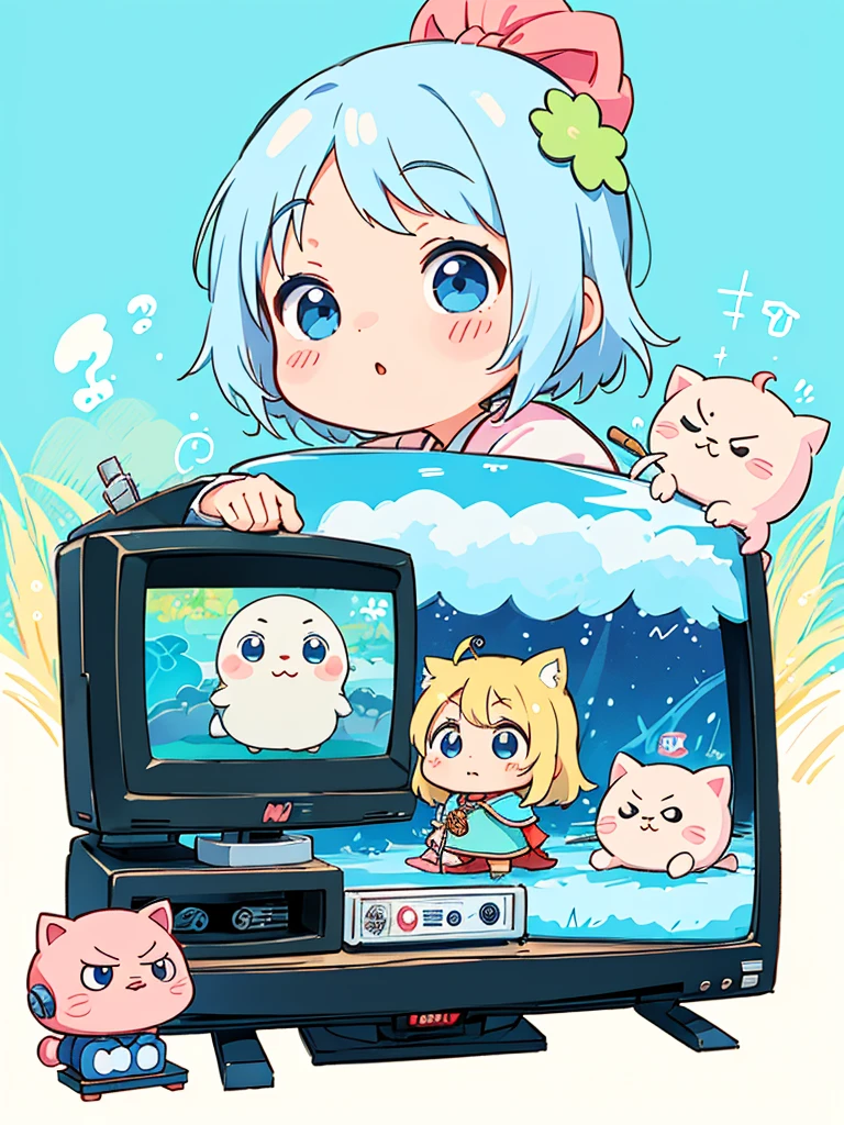 hayao miyazaki style, Kawaii Design, The most beautiful girl of all time、Chibi, (((ニュースレポーター))), (((TV))), (((マイクロフォン)))