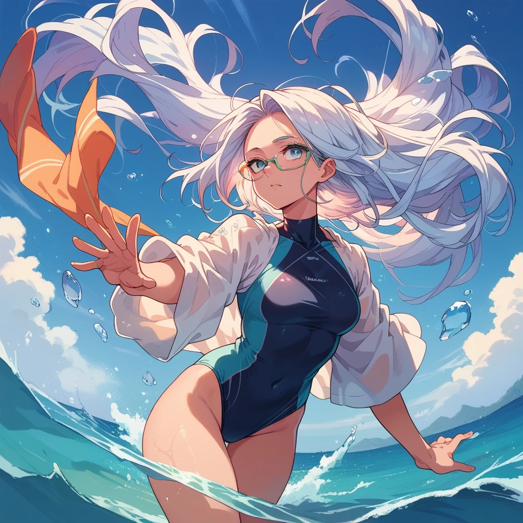 (Holder Neck Swimsuit,sunglasses)(Windsurfing woman)