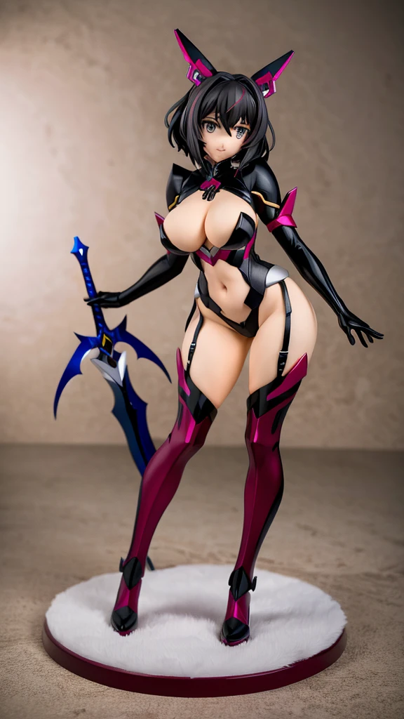 Symphogear, Big Breasts, Black Hair, short hair, Hold the sword