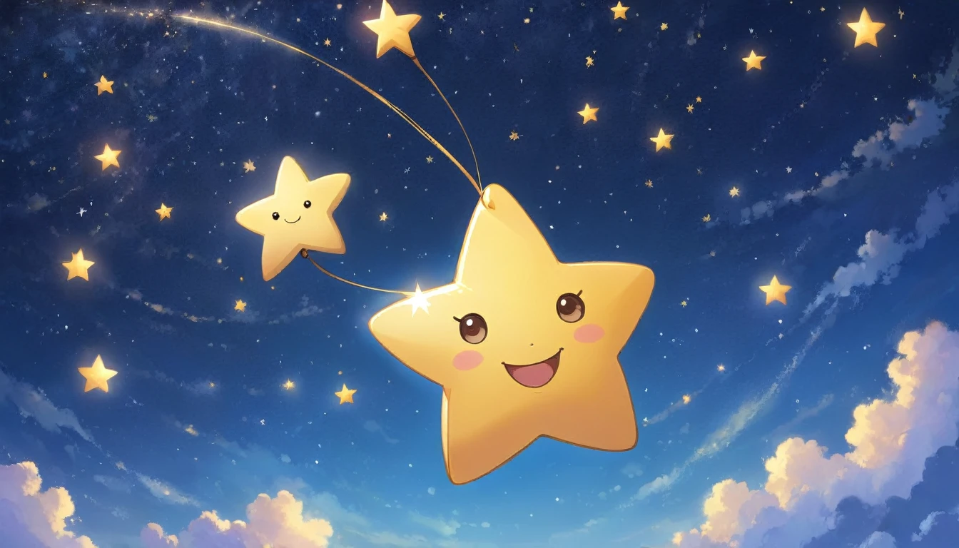 One star, Happy, Playing with the stars in the sky.