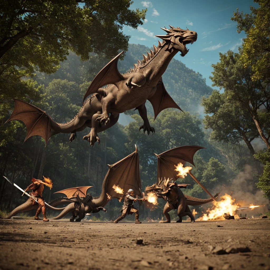 Me and my friends in a battle against a dragon