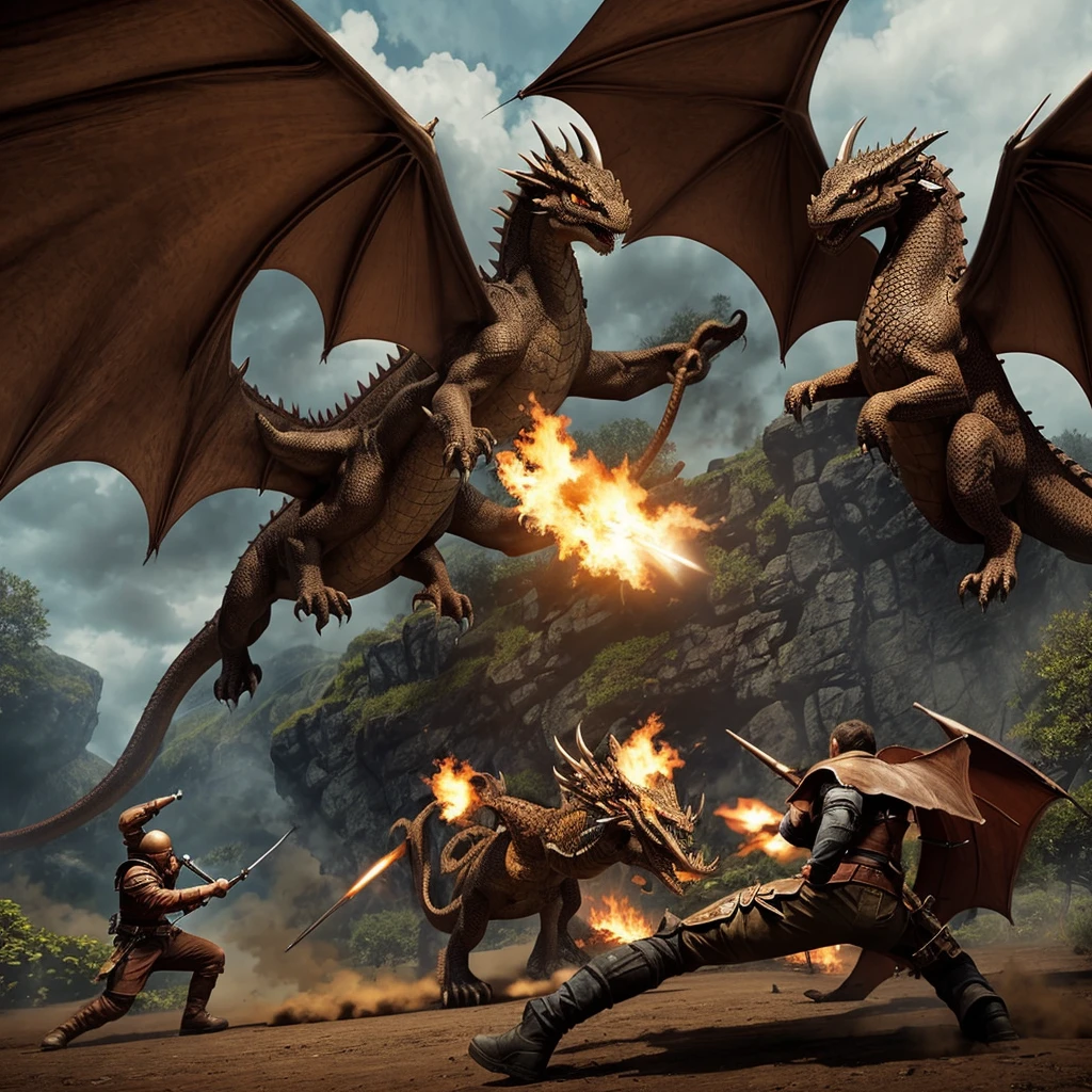 Me and my friends in a battle against a dragon