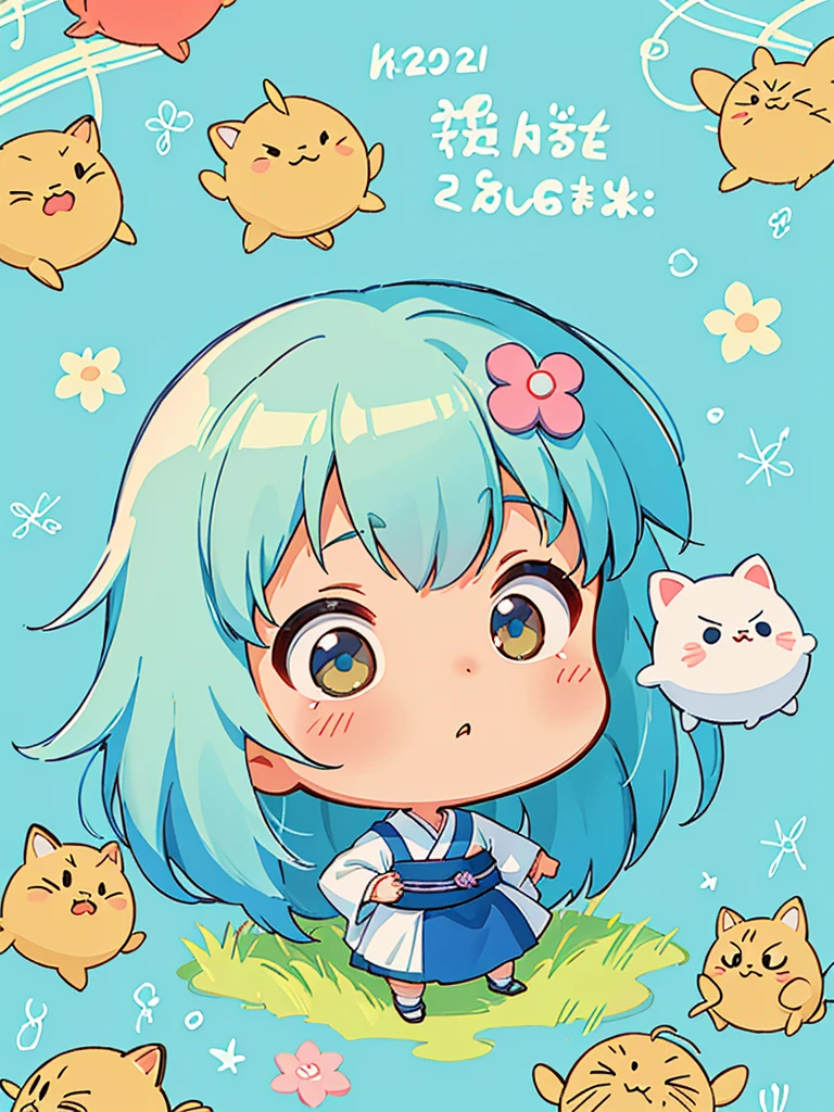 hayao miyazaki style, Kawaii Design, The most beautiful girl of all time、Chibi, (((ニュースレポーター))), (((机の上にマイク))),