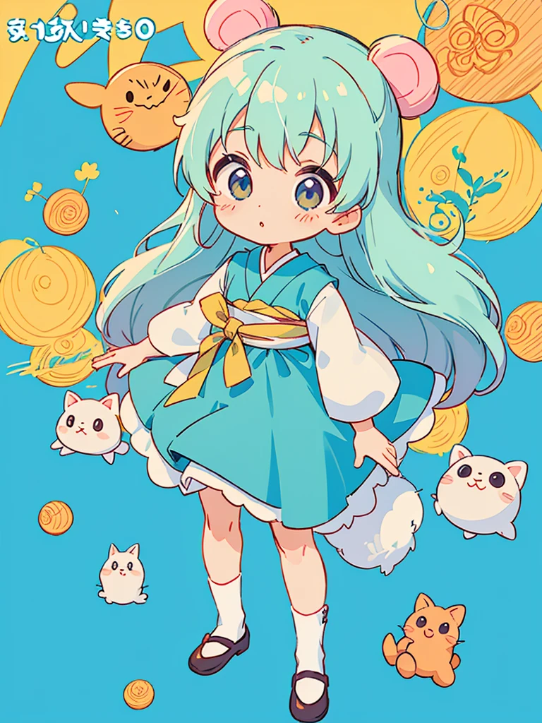 hayao miyazaki style, Kawaii Design, The most beautiful girl of all time、Chibi, (((ニュースレポーター))), (((机の上にマイク))),