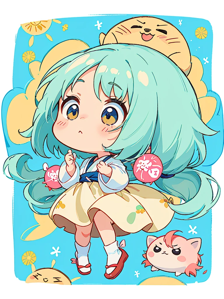 hayao miyazaki style, Kawaii Design, The most beautiful girl of all time、Chibi, (((ニュースレポーター))), (((机の上にマイク))),