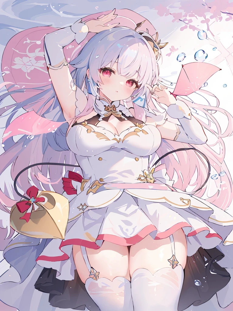 anime girl in a pink dress with a pink umbrella, White-haired God, Keqing of Genshin Impact, Anime Goddess, , Ayaka Genshin Impact, Cute anime waifu in a nice dress, Best anime 4k konachan wallpaper, Azur Lane Style, From the Azur Lane video game, Splash art anime