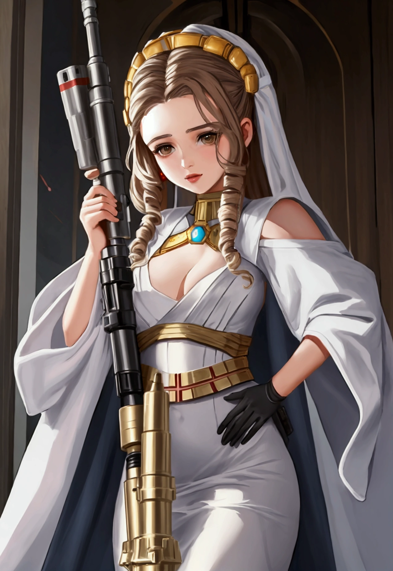 [Padme Amidala from Star Wars] Holding a Missile Launcher
