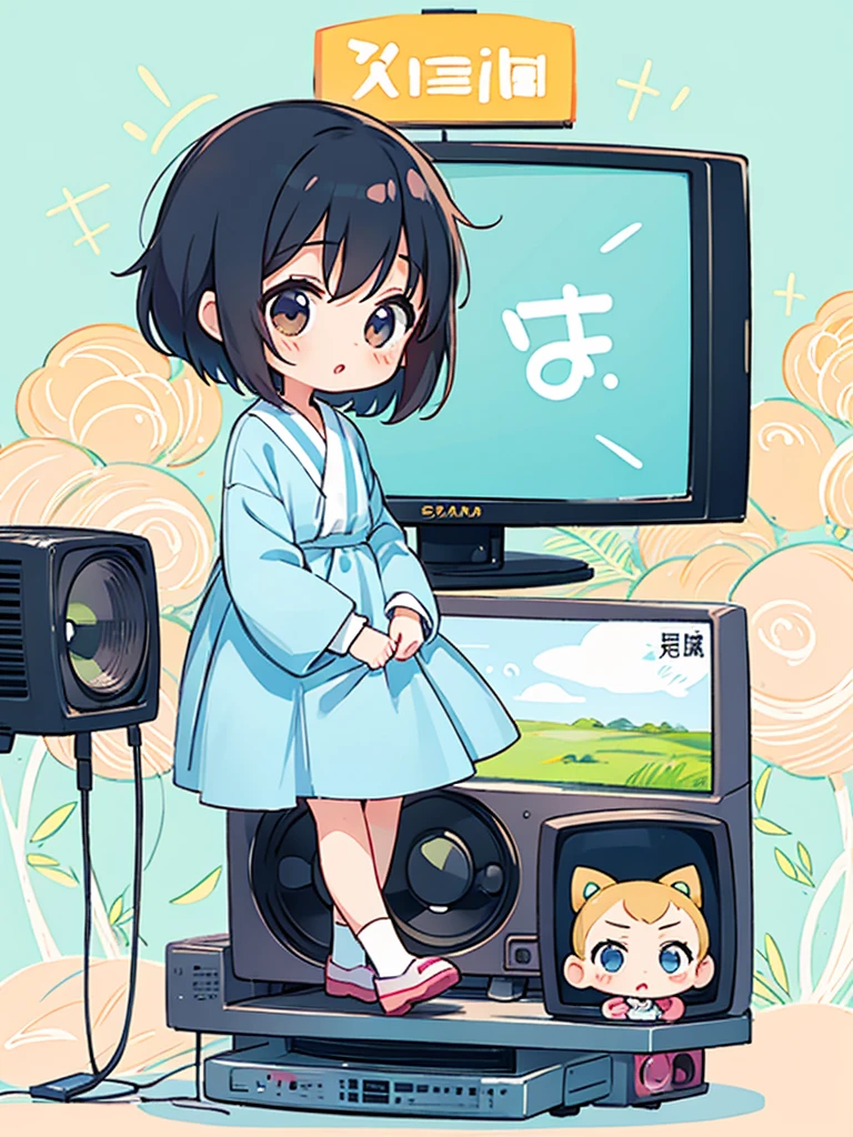Seizo Watase style, Kawaii Design, The most beautiful girl of all time、Chibi, (((female TV announcer)))