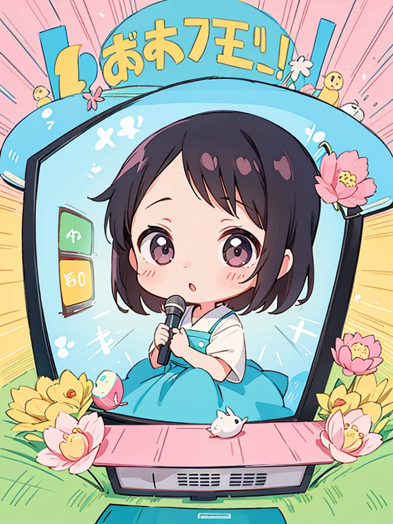 Seizo Watase style, Kawaii Design, The most beautiful girl of all time、Chibi, (((female TV announcer)))