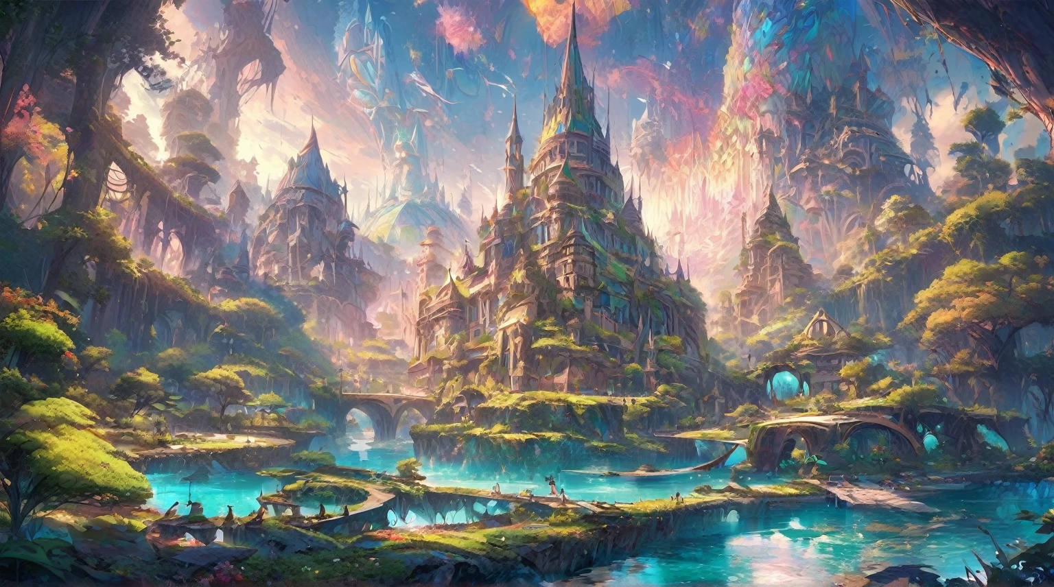Create a stunning, high-quality Futuristic Elven City with Elven Architechture image that captures the beauty and majesty of nature. Metropolish, lot of Elven Building, The image should include vivid colors, intricate details, and a sense of tranquility, making it perfect for showcasing the splendor of the natural world. Masterpiece, High Quality