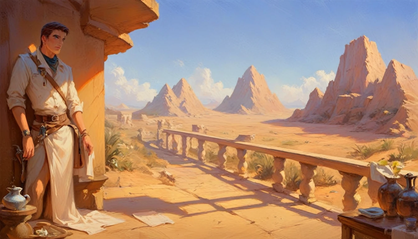 there is a photo of a desert scene with a bridge, Arte conceitual 2D, arte conceitual de pintura digital, dramatic conceptual art, Arte conceitual digital suave, por Sparth, Stefan Koidl inspirado, inspired por Sparth, estilo espartano, artes conceituais, cena de arte conceitual, illustration concept art, science fiction digital painting, pictorial conceptual art